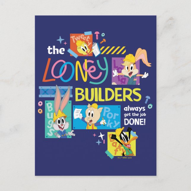 Carte Postale BUGS BUNNY BUILDERS™| The Looney Builders Collage (Devant)