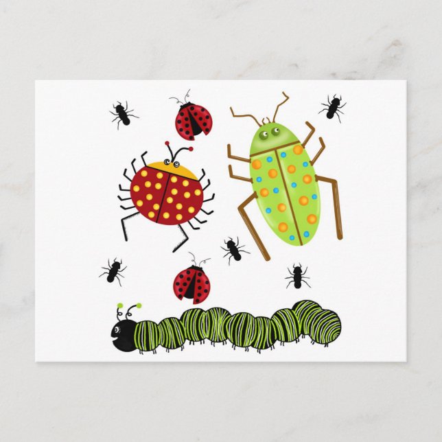 Carte Postale Bugs De Littlebeane Insectes Ladybug Ant Caterpill (Devant)