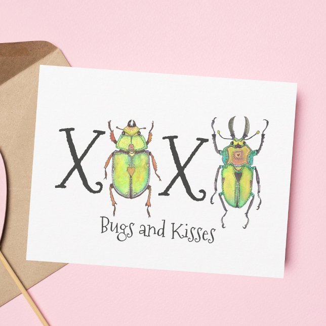 Carte Postale Bugs et baisers Je vous manque École d'insectes (Créateur téléchargé)