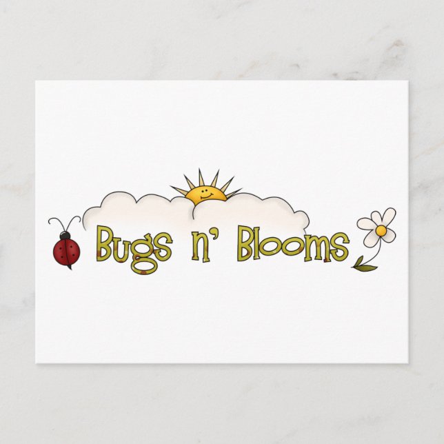 Carte Postale Bugs 'n' Blooms ・ Wordart (Devant)
