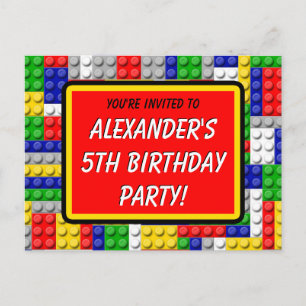 Carte Postale Building Blocks Invitation de fête d'anniversaire 