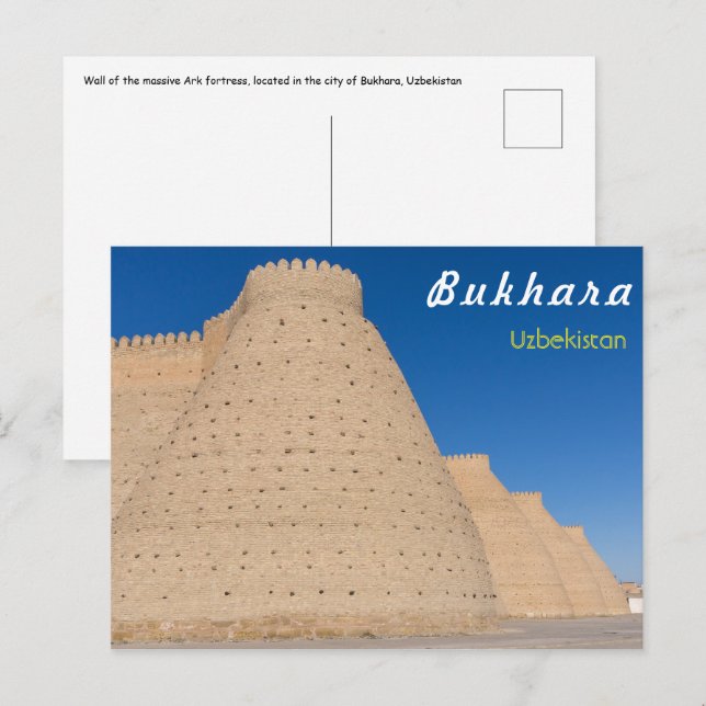 Carte Postale Bukhara, Ouzbékistan - Mur de la forteresse Ark (Devant / Derrière)