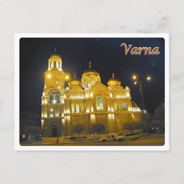 Carte Postale Bulgarie - Varna de nuit - (Devant)