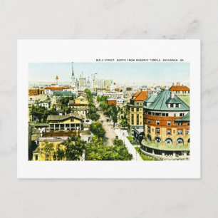 Carte Postale Bull Street Nord de Temple Masonique, Savannah, GA