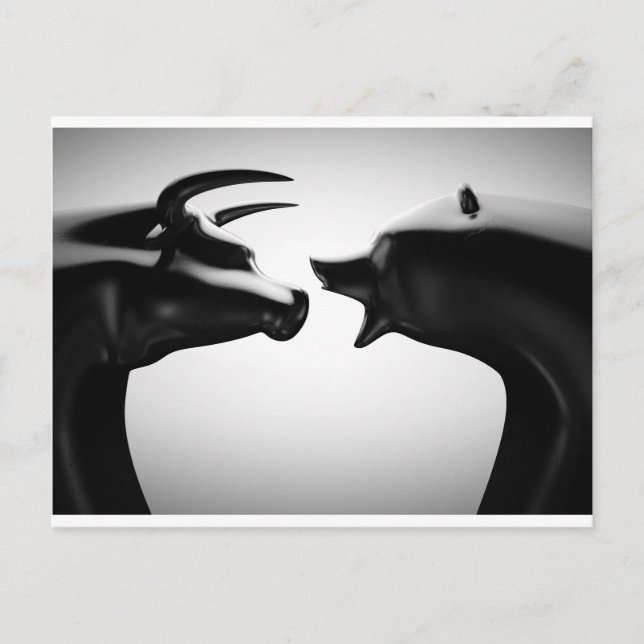 Carte Postale Bull vs ours noir et blanc (Devant)