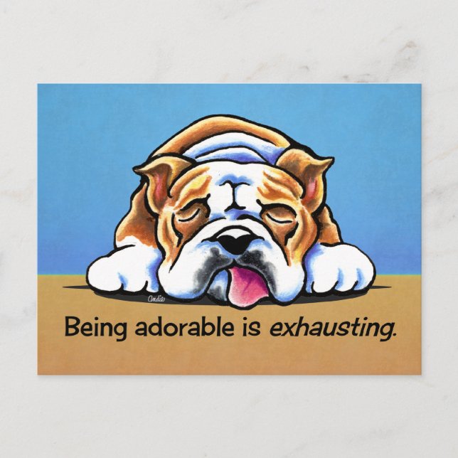 Carte Postale Bulldog Anglais Adorable Hors-Leash Art™ (Devant)