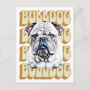 Carte Postale Bulldog anglais avec police rétro