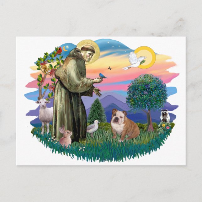 Carte Postale Bulldog anglais (brun-blanc) (Devant)