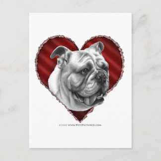 Carte Postale Bulldog avec coeur