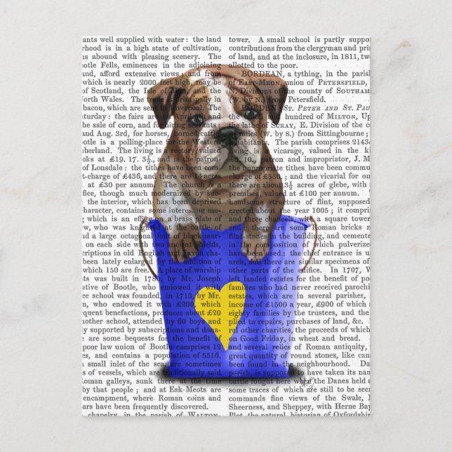 Carte Postale Bulldog Bucket Of Love Blue (Devant)
