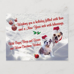 Carte postale Bulldog Christmas Snow Scene