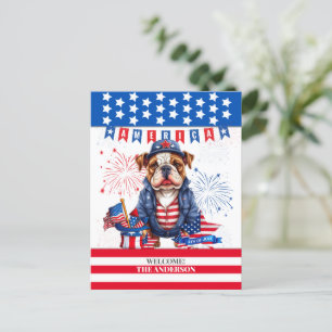 Carte Postale Bulldog Happy 4 juillet Fête de l'Indépendance amé