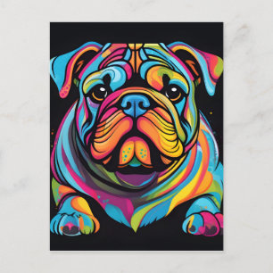 Carte Postale Bulldog mignonne et dynamique