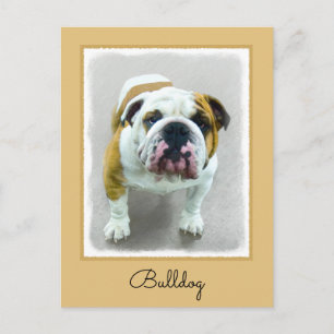 Carte Postale Bulldog Painting - Joli art original chien