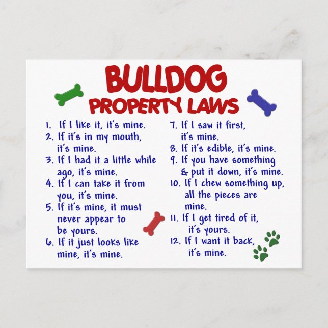 Carte Postale Bulldog, propriété Lois 2 (Devant)