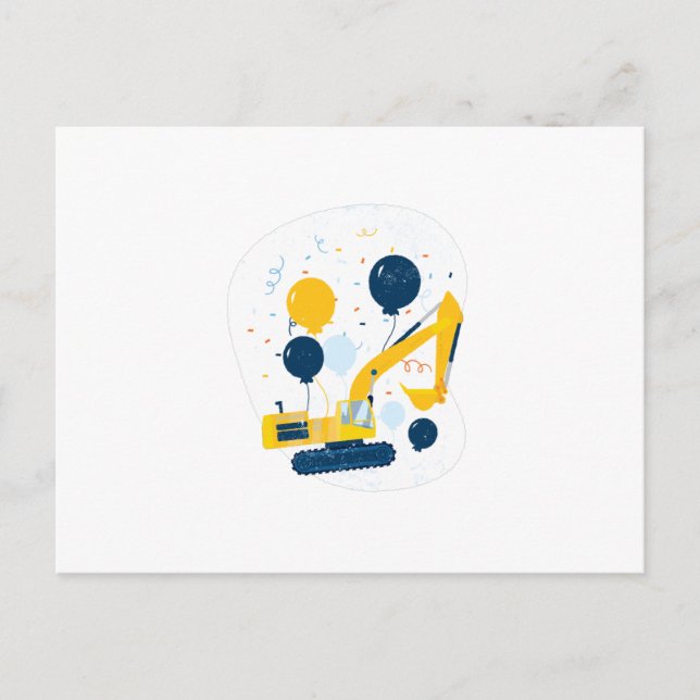 Carte Postale Bulldozer d'anniversaire (Devant)