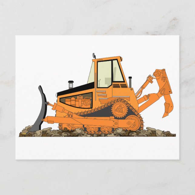 Carte Postale Bulldozer orange (Devant)