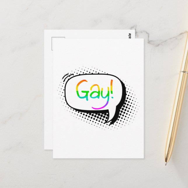 Carte Postale Bulle de dialogue gay (Devant/Arrière en situation)