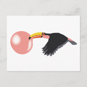 Carte Postale Bulle de gomme Toucan soufflante bulle