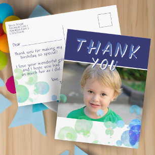 Carte Postale Bulles Bleues de Photo Fête d'anniversaire pour en