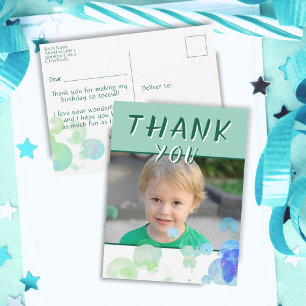 Carte Postale Bulles Bleues Photo Anniversaire Enfants Merci