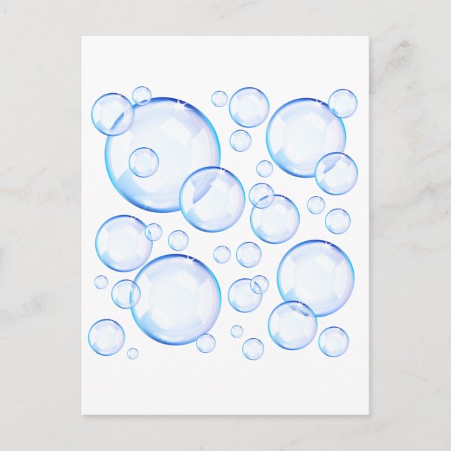 Carte Postale Bulles de savon bleu transparent (Devant)
