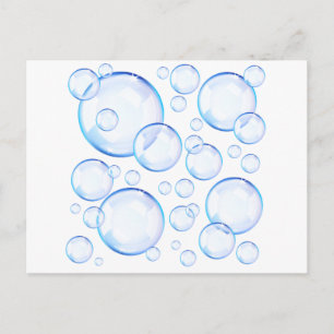 Carte Postale Bulles de savon bleu transparent