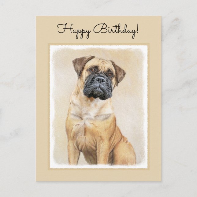 Carte Postale Bullmastiff Peinture - Joli chien d'origine art (Devant)
