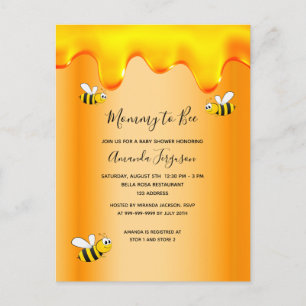 Carte Postale Bumble abeilles Maman d'être baby shower miel or