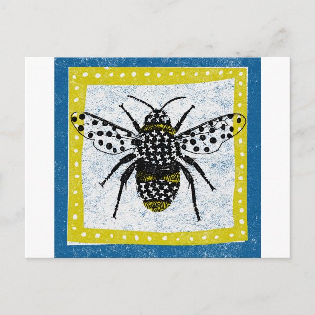 Carte postale Bumble Bee Jaune Bleu Black Insect (Devant)