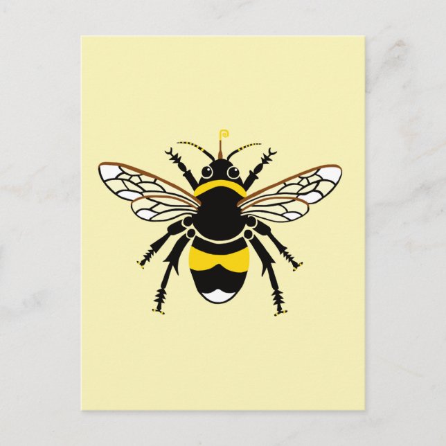 Carte Postale Bumble cool BEE - Insect - Faune - Jaune (Devant)