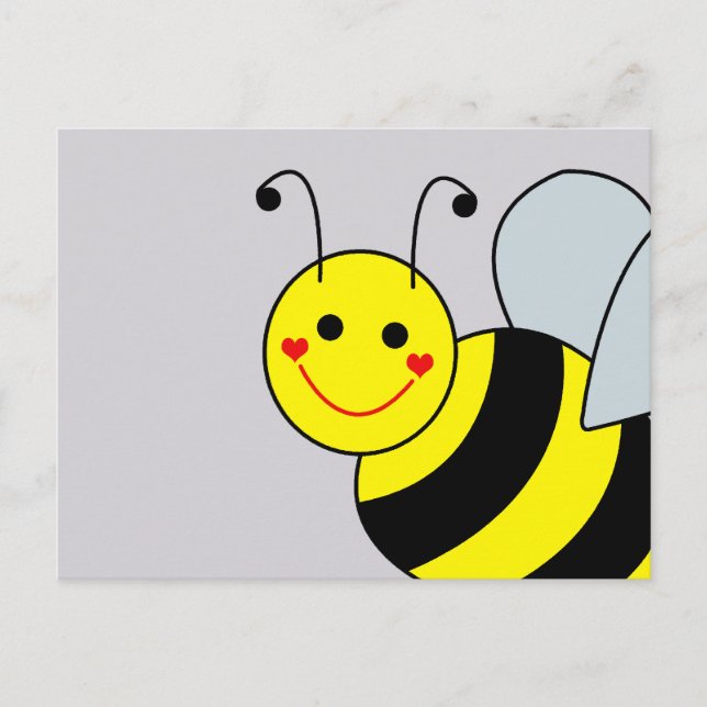 Carte Postale Bumble jaune mignon Abee gris (Devant)