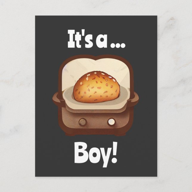 Carte Postale Bun dans le four Bébé Genre Révéler drôle unique (Devant)