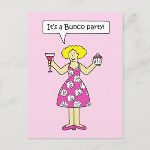 Carte Postale Bunco Party Invitation Dessin Lady