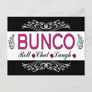 Carte Postale Bunco, Rouleau, Conversation, Rire en rose, noir e