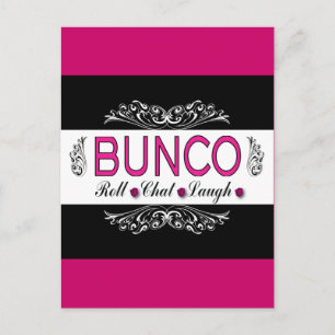 Carte Postale Bunco, Rouleau, Conversation, Rire en rose, noir e
