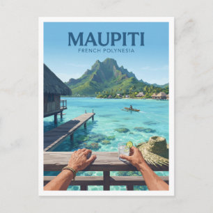 Carte Postale Bungalows de la lagune de Maupiti Vaiea Polynésie
