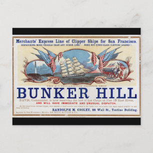 Carte Postale Bunker Hill Clipper naviguant 1853