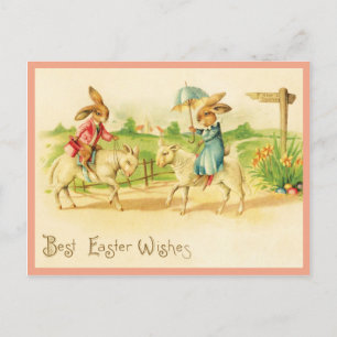 Carte Postale Bunnies et agneaux de Pâques vintages