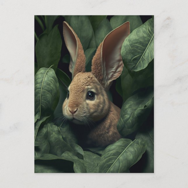Carte Postale Bunny and plant postcard (Devant)