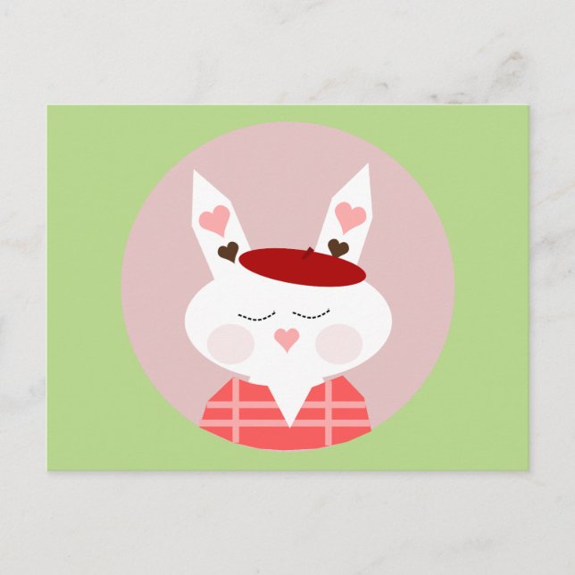 Carte postale Bunny Coeurs amusants (Devant)