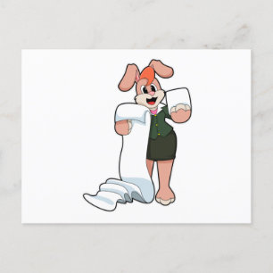 Carte Postale Bunny comme secrétaire avec papier