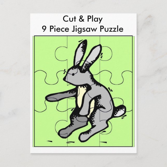 Carte Postale Bunny Couper et jouer 9 pièces Jigsaw Puzzle (Devant)