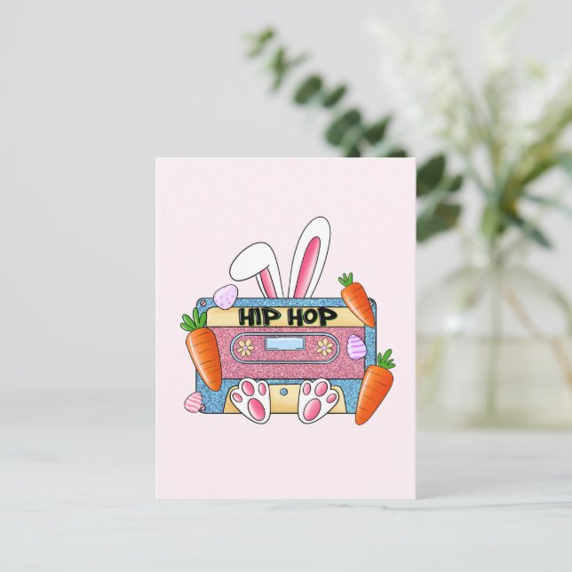 Carte Postale Bunny de bande de cassette Hip hop (Debout devant)