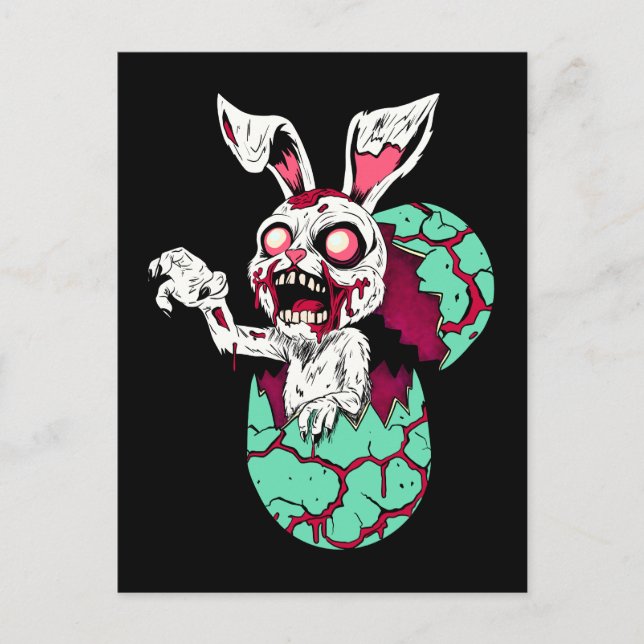 Carte Postale Bunny de Pâques Zombie (Devant)