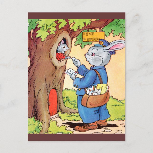 Carte Postale Bunny et le Mailman (Devant)