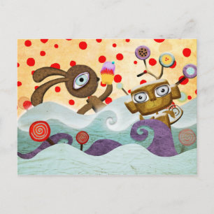 Carte postale Bunny et Monkey