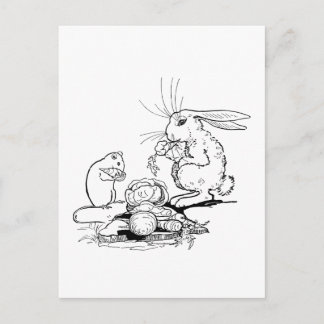 Carte Postale Bunny et souris mangent des Légumes