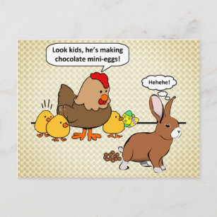 Carte Postale Bunny fait chocolat poop drôle dessin animé Brown
