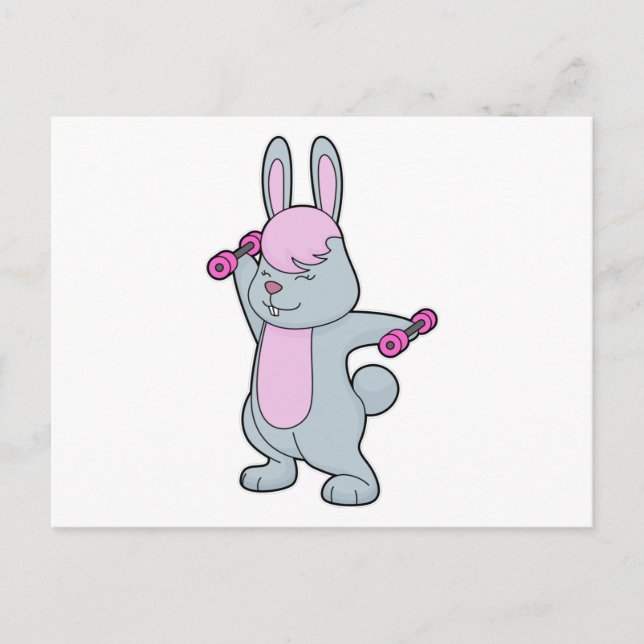 Carte Postale Bunny Fitness Dumbbell (Devant)